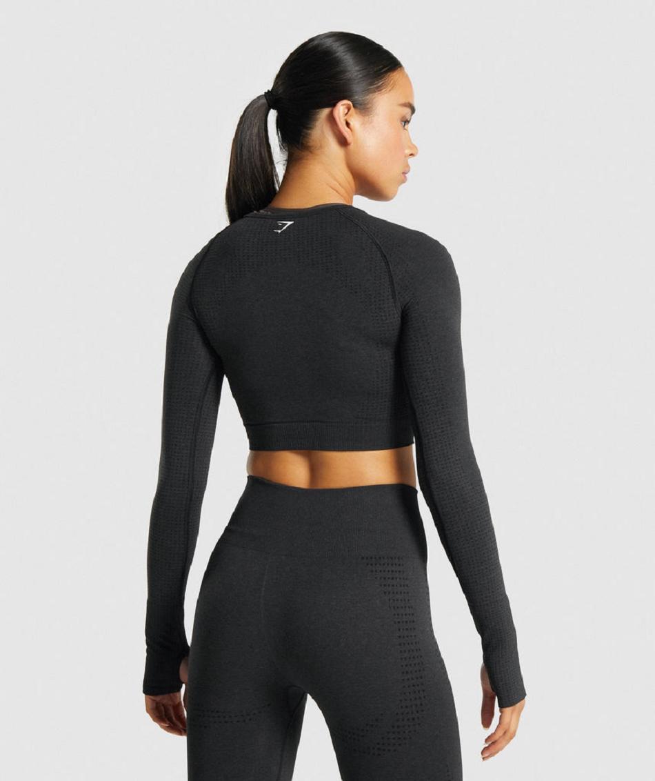 Corp Tops Gymshark Vital Seamless 2.0 Long Sleeve Mujer Negras | CO 2482QMA